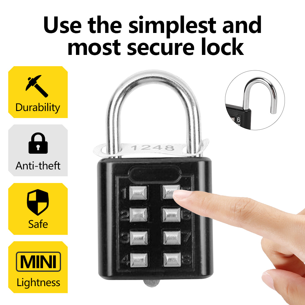 Smart Garden Gate Lock - Combinaison de 8 chiffres bouton extérieur